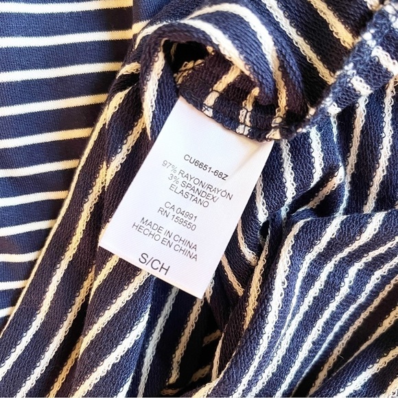 HILARY RADLEY Striped Drawstring Waist Dress Size Small in Navy and White Stripe - Picture 16 of 16